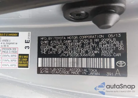 2014 Scion Tc 10 Series z USA, uszkodzony, nr VIN JTKJF5C72E3066928